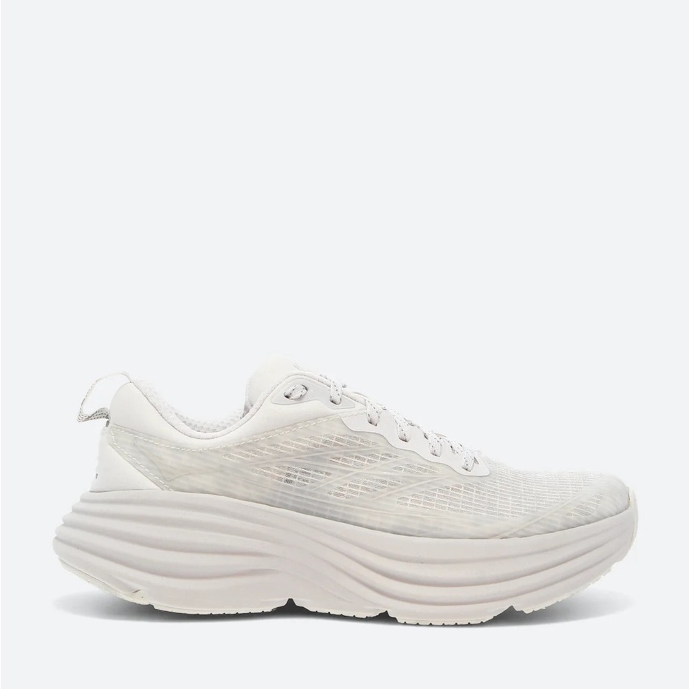 Hoka Unisex Bondi 8 TS Caged Sneaker White/Grey sz 8W/7M, 9W/8M New in Box
